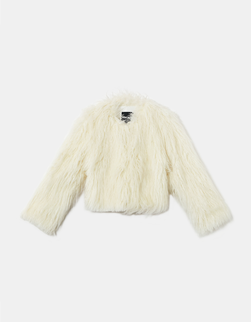 TALLY WEiJL, White Faux Fur Jacket for Women