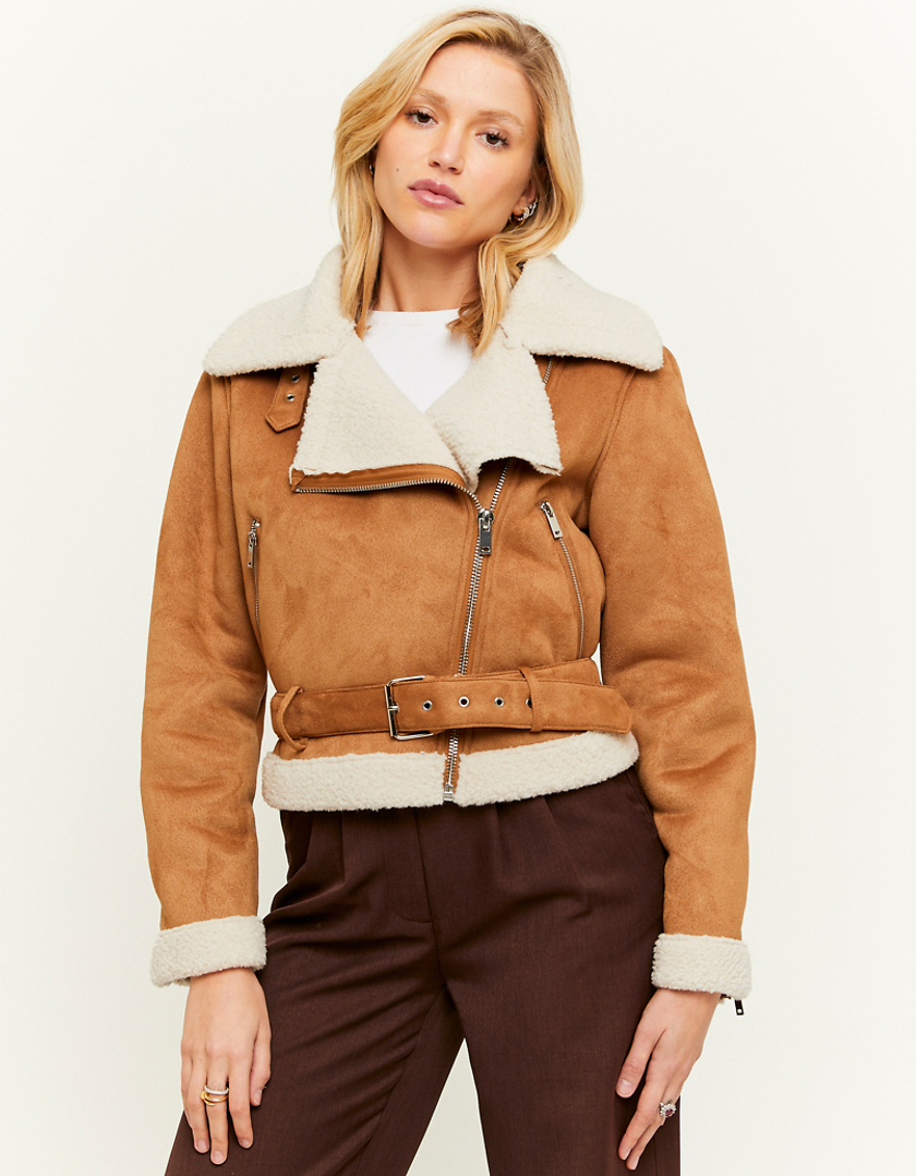 TALLY WEiJL, Brown Aviator Jacket with Faux Fur  for Women