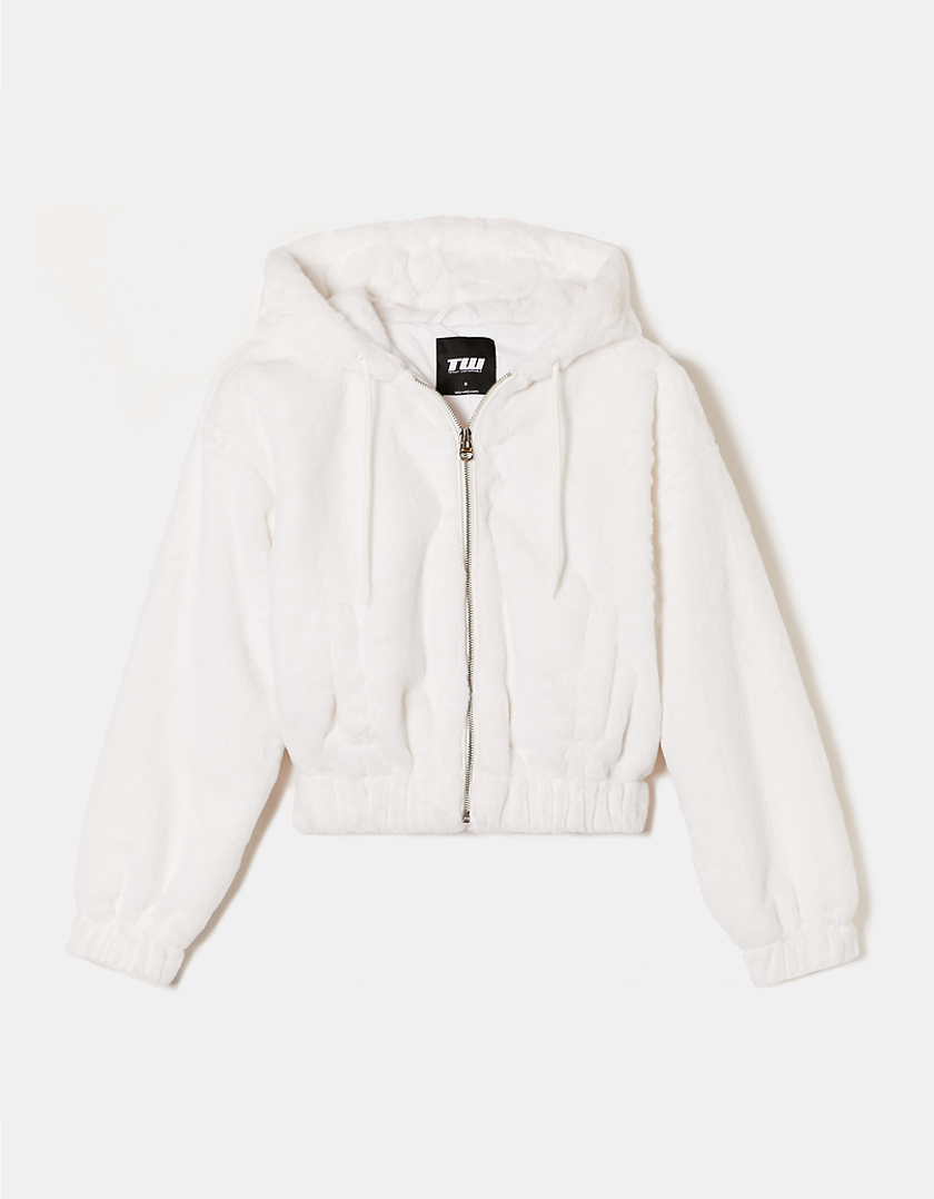 TALLY WEiJL, White Faux Fur Jacket for Women