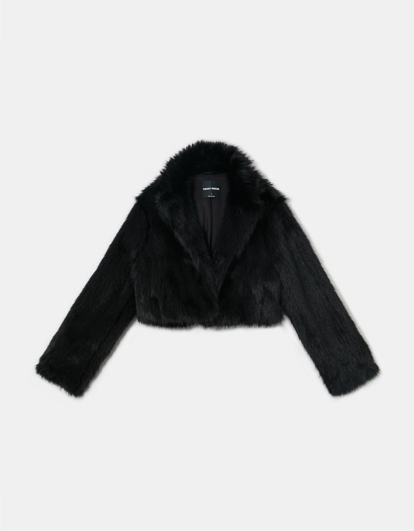 TALLY WEiJL, Black Faux Fur Jacket for Women