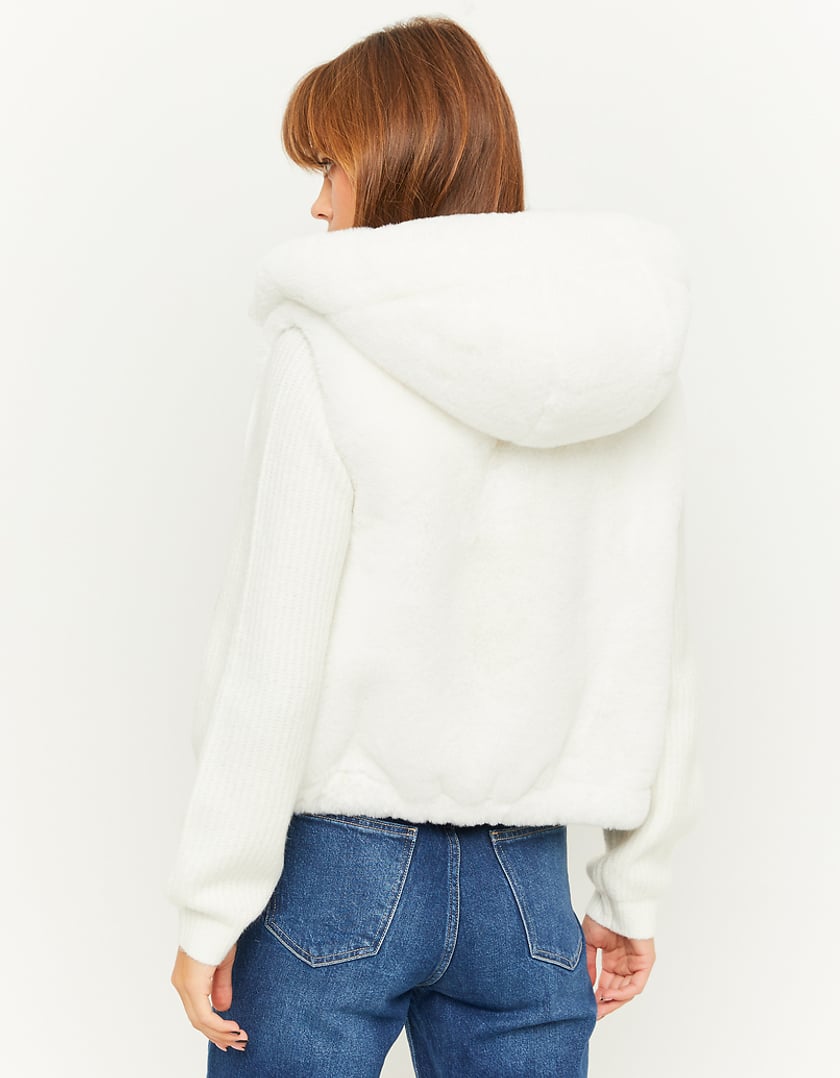 TALLY WEiJL, White Sleeveless Faux Fur Jacket for Women