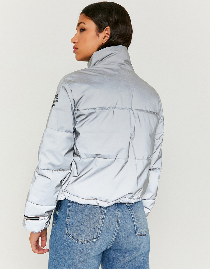 TALLY WEiJL, Reflective Grey Puffer Jacket for Women