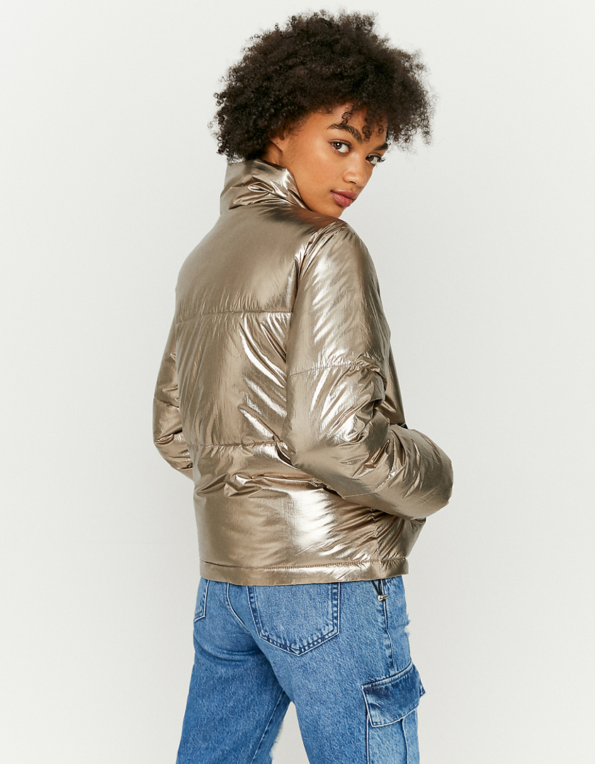 TALLY WEiJL, Golden Reflective Puffer Jacket for Women