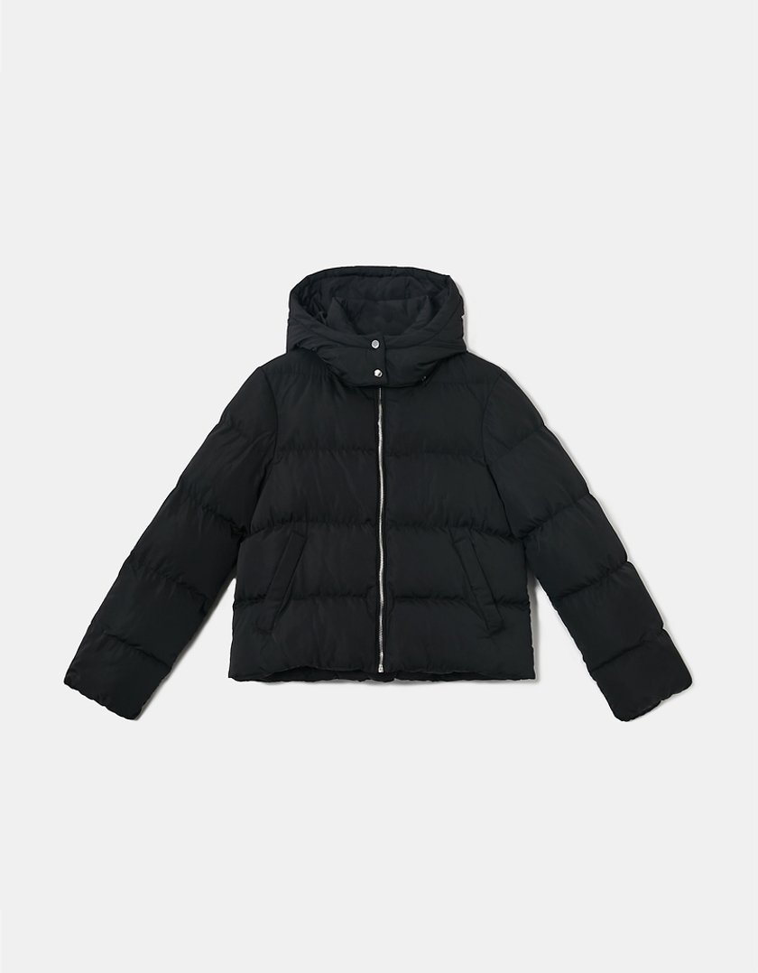TALLY WEiJL, Black Hooded Puffer Jacket for Women