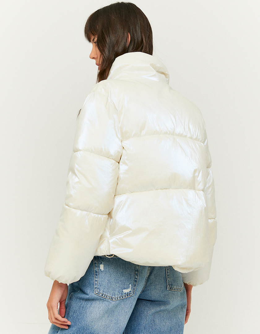 TALLY WEiJL, White Reflective Puffer Jacket for Women