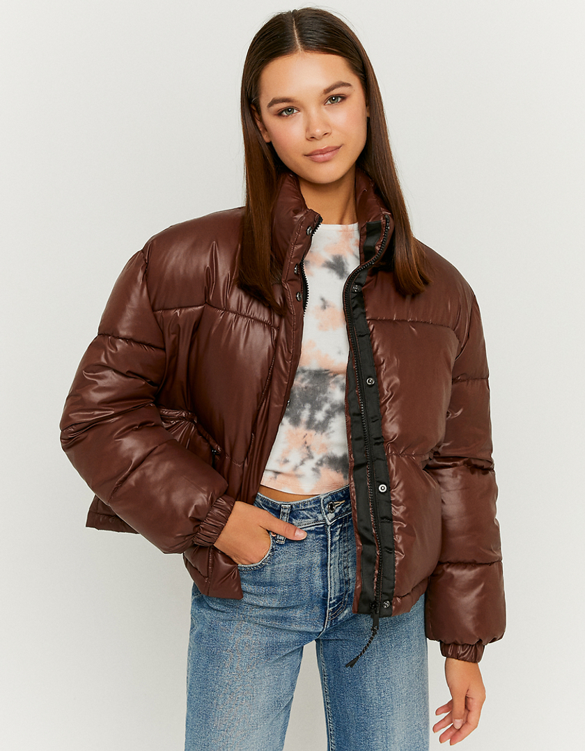TALLY WEiJL, Brown Cropped Puffer Jacket for Women
