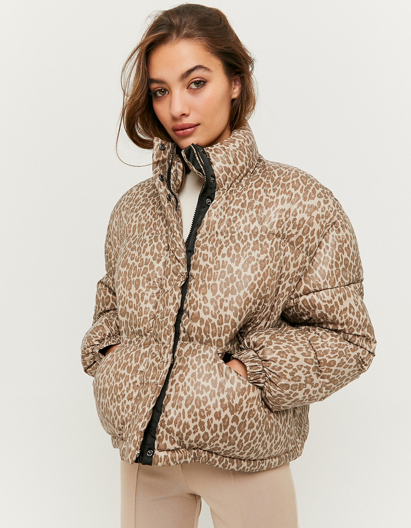 TALLY WEiJL, Animal Print Cropped Puffer Jacket for Women
