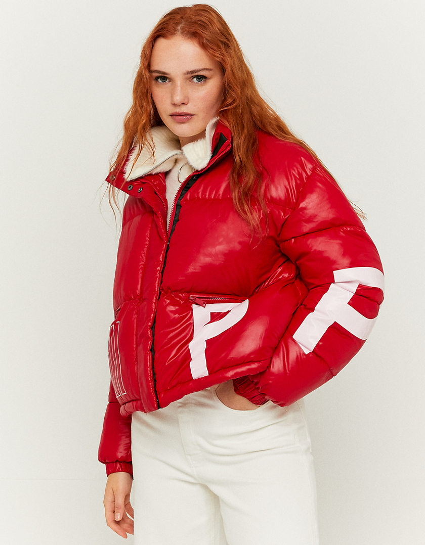 TALLY WEiJL, Red Cropped Puffer Jacket for Women