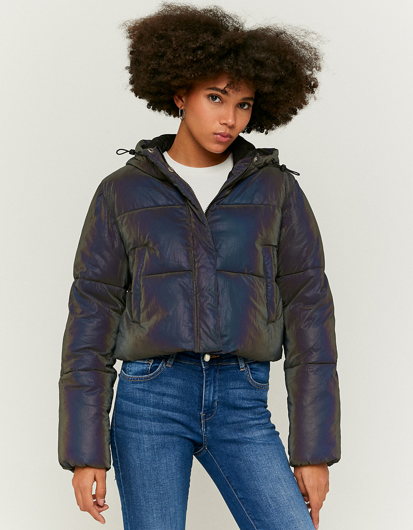 TALLY WEiJL, Reflective Cropped Puffer Jacket for Women