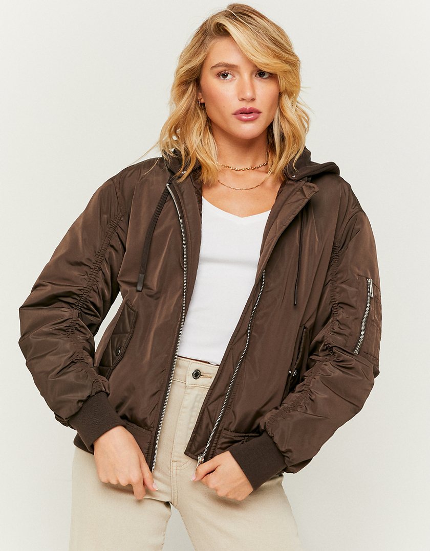 TALLY WEiJL, Καφέ Hooded Bomber Jacket for Women
