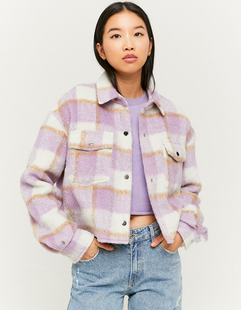 TALLY WEiJL, Cropped Check Shacket for Women