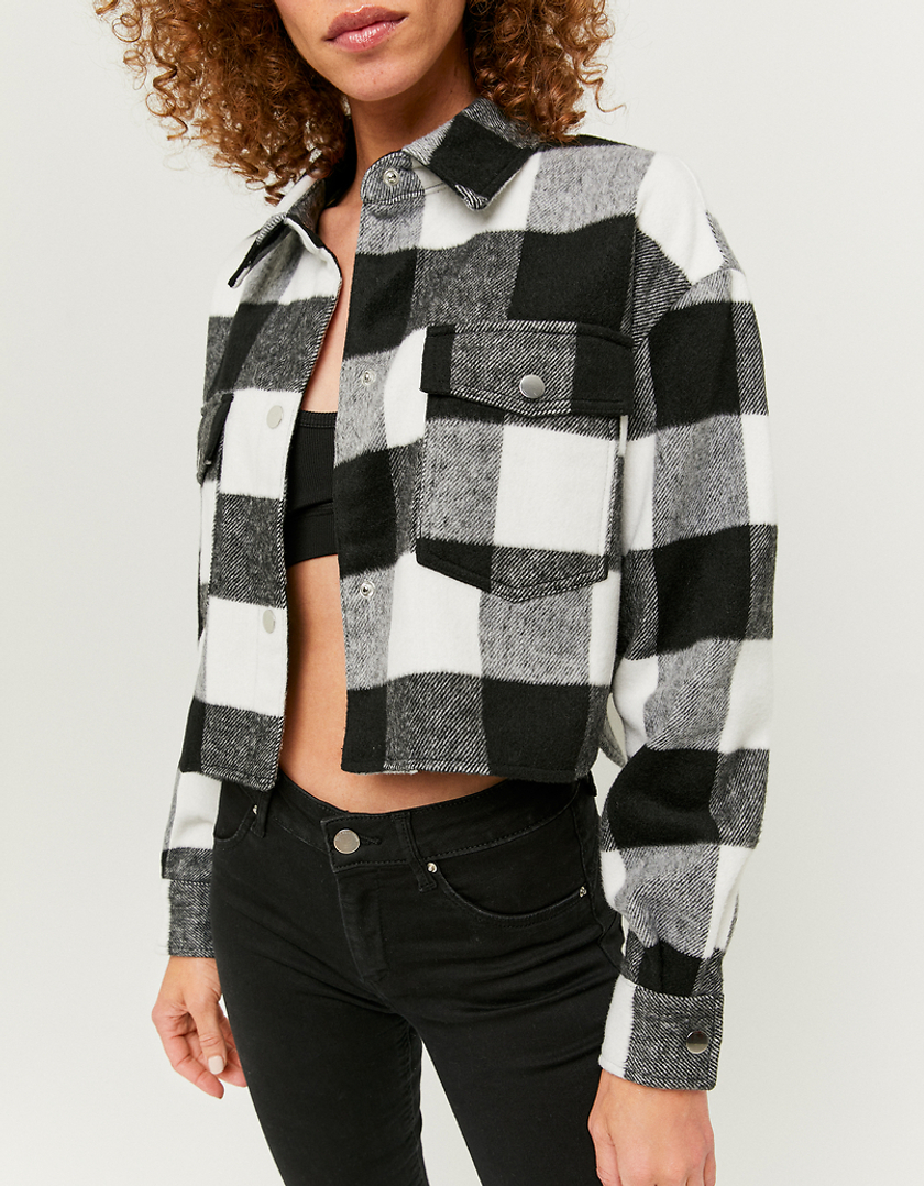 TALLY WEiJL, Cropped Checked Shacket for Women
