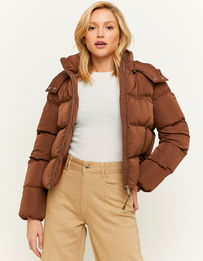 TALLY WEiJL, Brown Hooded Puffer Jacket for Women