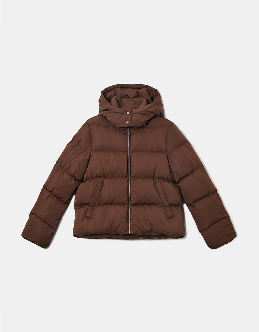 TALLY WEiJL, Brown Hooded Puffer Jacket for Women