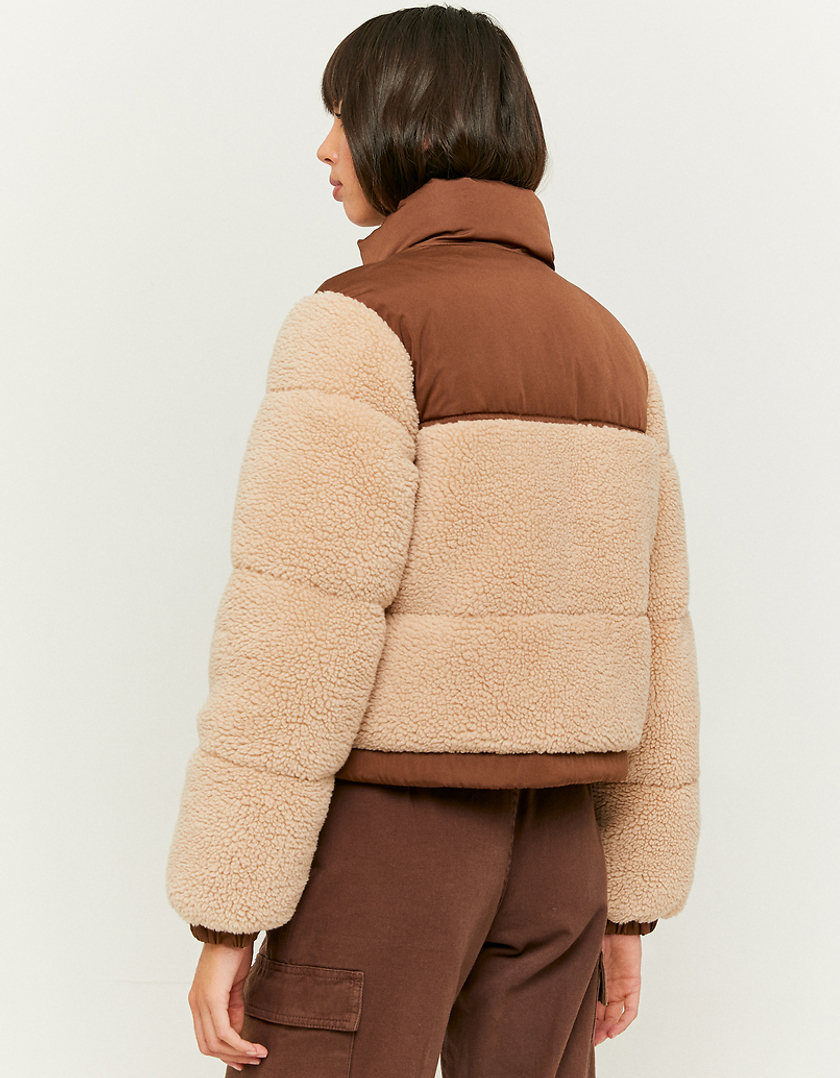 TALLY WEiJL, Beige Faux Fur Puffer Jacket for Women