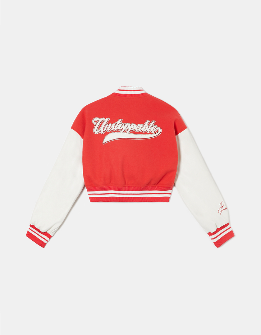 TALLY WEiJL, Red Cropped Varsity Jacket for Women