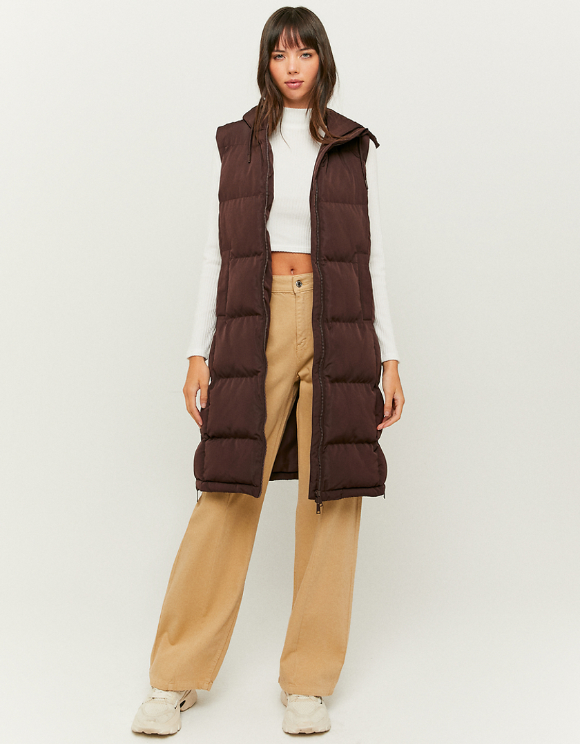 TALLY WEiJL, Brown Long Sleeveless Puffer Jacket for Women