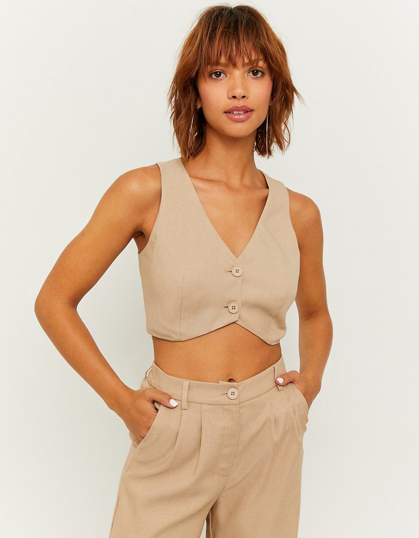 TALLY WEiJL, Brown Cropped Classic Vest  for Women