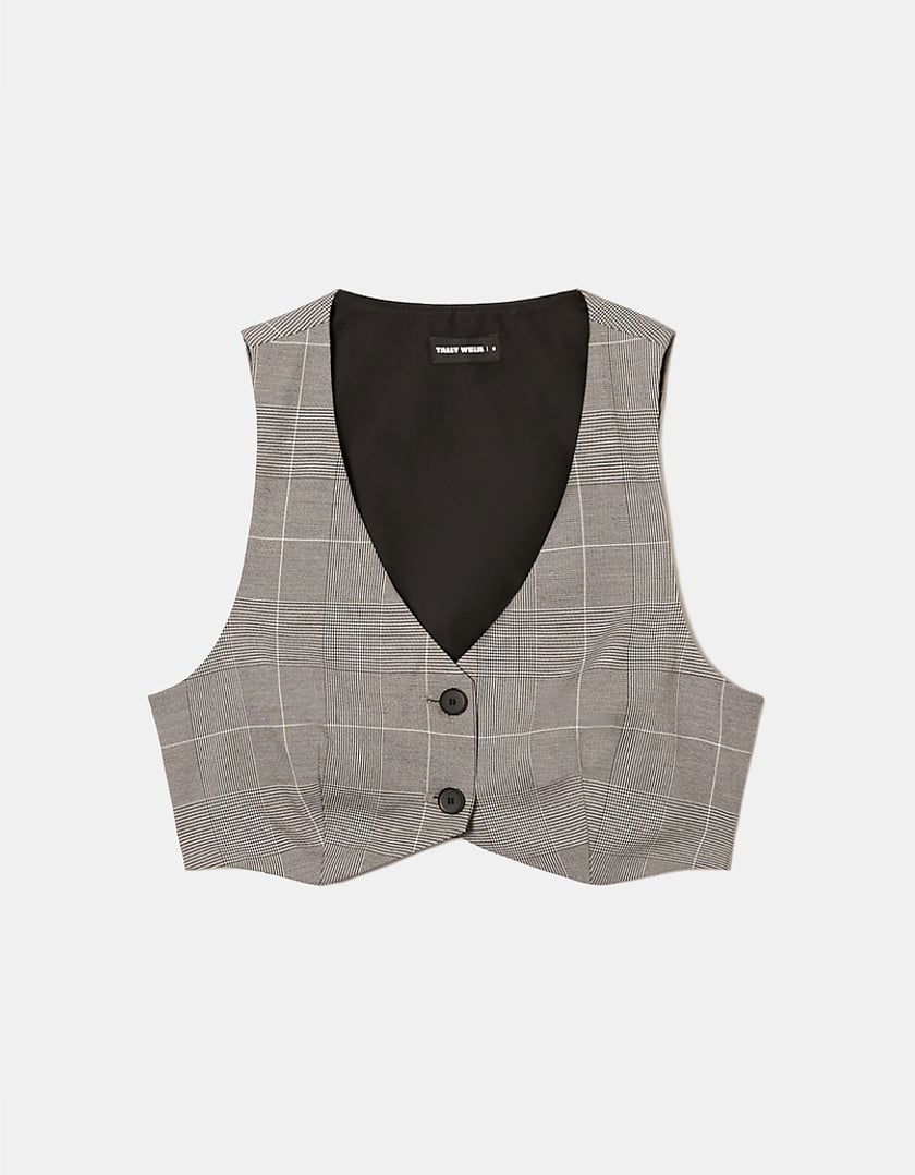 TALLY WEiJL, Checked Cropped Vest for Women