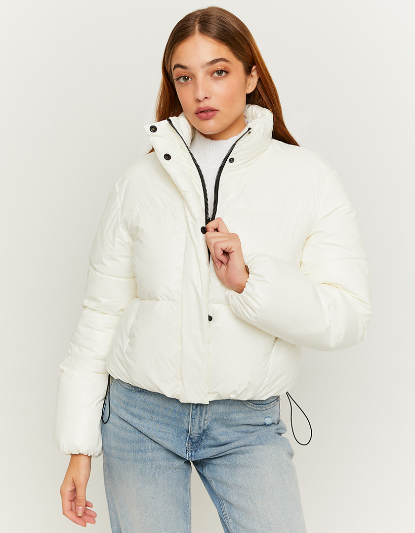TALLY WEiJL, White Shiny Cropped Padded Jacket for Women