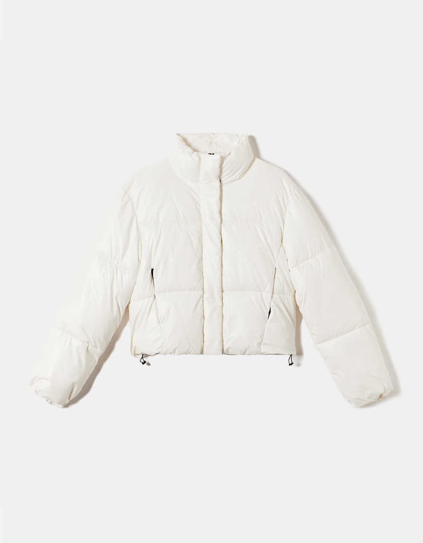 TALLY WEiJL, White Shiny Cropped Padded Jacket for Women