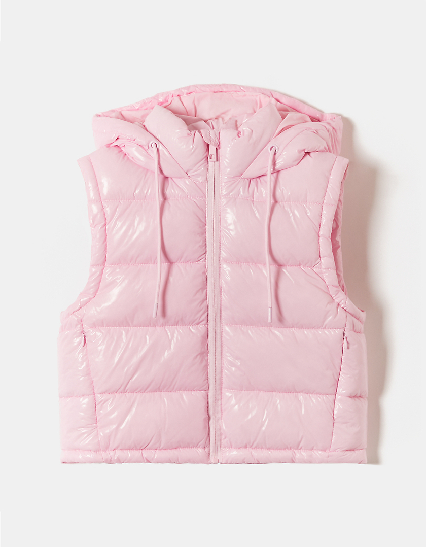 TALLY WEiJL, Różowa ocieplana kurtka bez rękawów z kapturem for Women