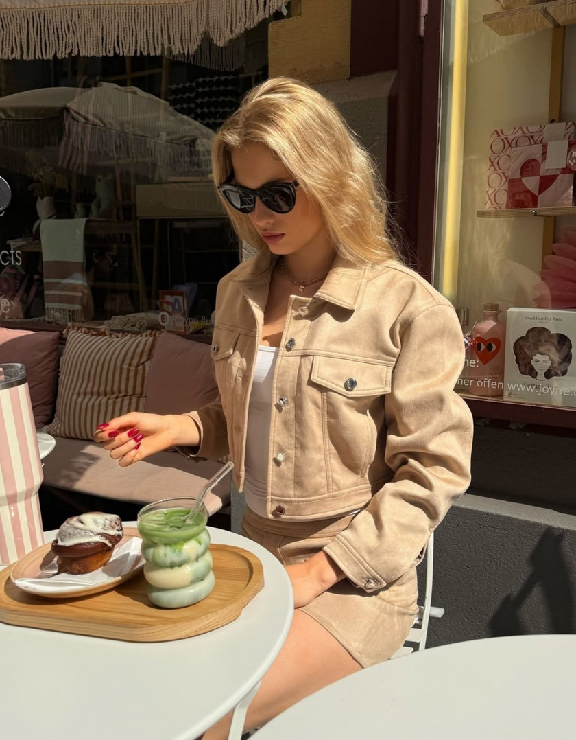 Veste Beige en Suédine