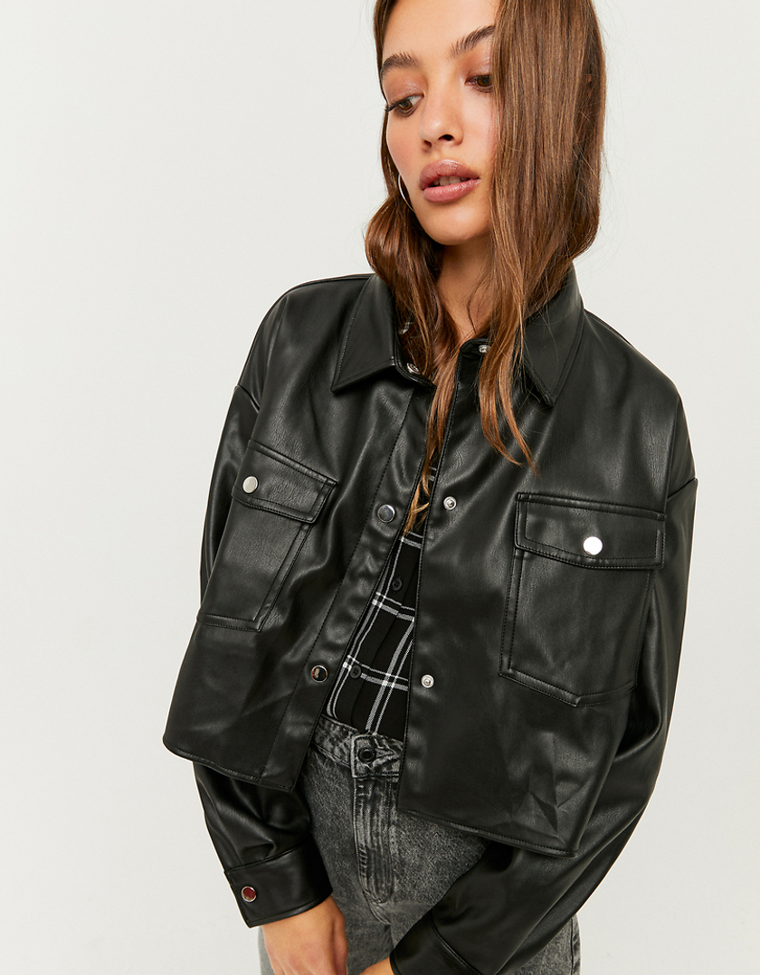 TALLY WEiJL, Schwarze Oversize Jacke aus Kunstleder for Women