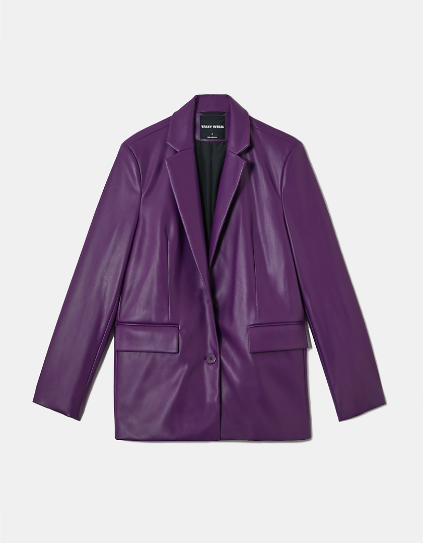 TALLY WEiJL, Purple Faux Leather Blazer for Women