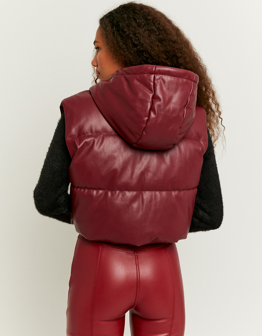 TALLY WEiJL, Red Hooded Sleeveless Puffer Jacket for Women