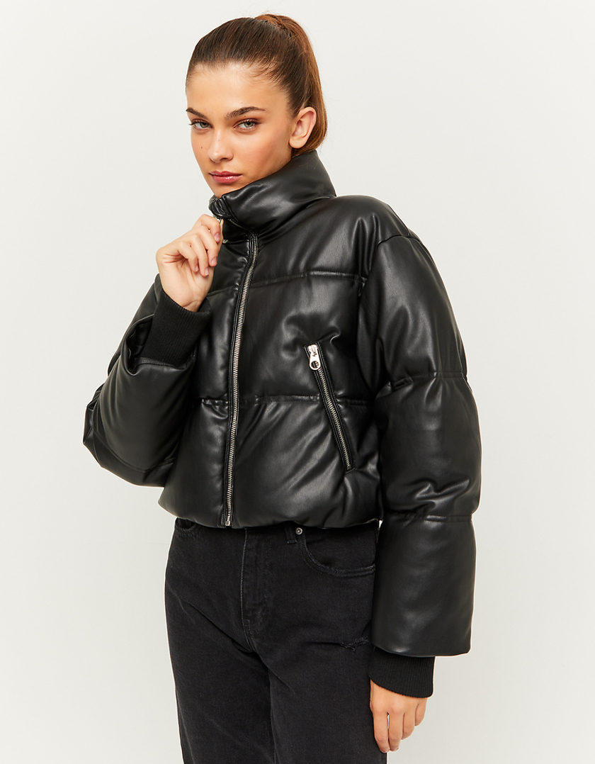TALLY WEiJL, Black Faux Leather Padded Jacket for Women