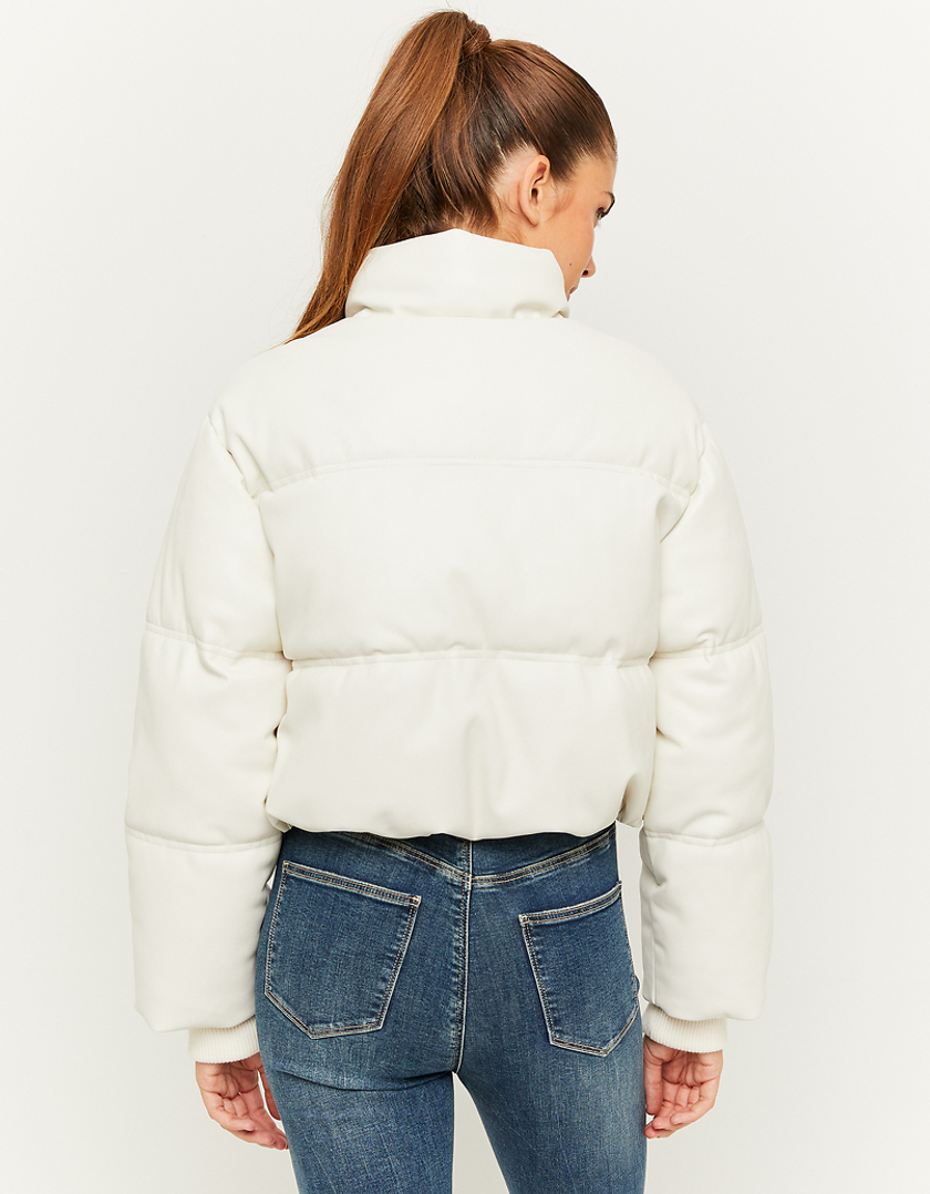 TALLY WEiJL, White Faux Leather Padded Jacket for Women