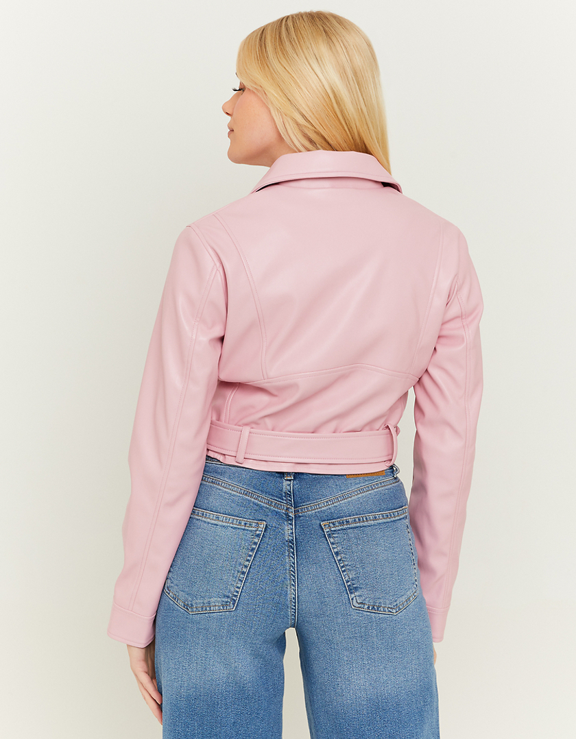TALLY WEiJL, Pink Faux Leather Biker Jacket for Women