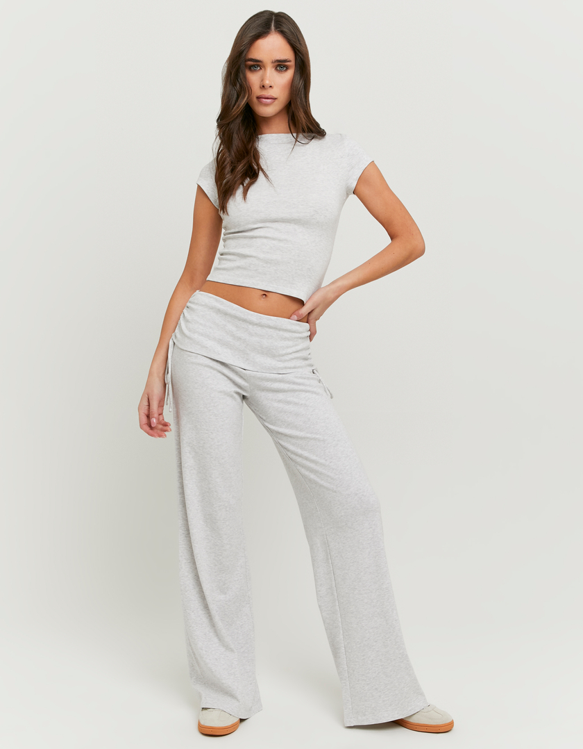 Leggings flare grigi a vita media