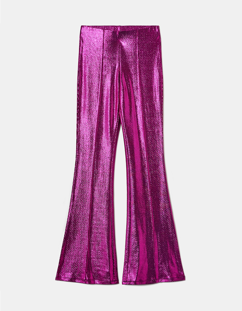 TALLY WEiJL, High Waist Pink Velvet Flare Leggings for Women