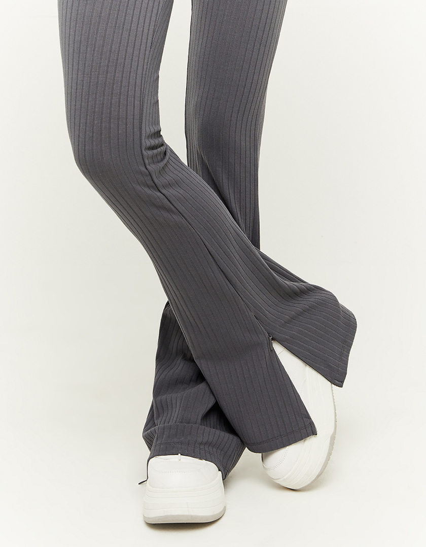 TALLY WEiJL, Grey Ribbed Mini Flare Leggings for Women
