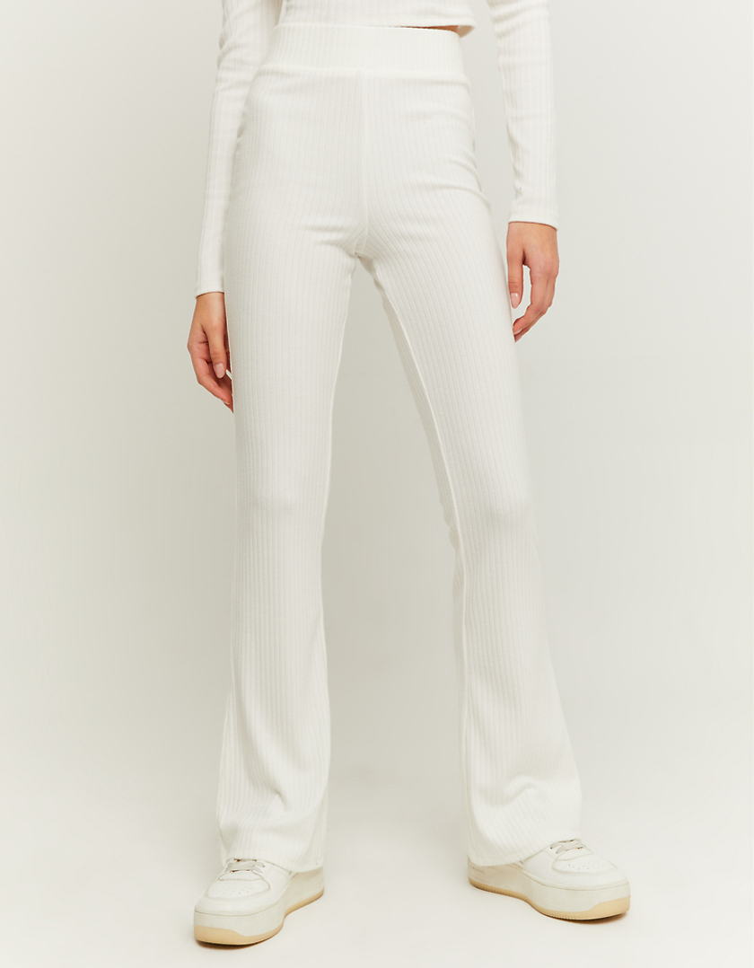 TALLY WEiJL, Pantalon évasé côtelé blanc for Women