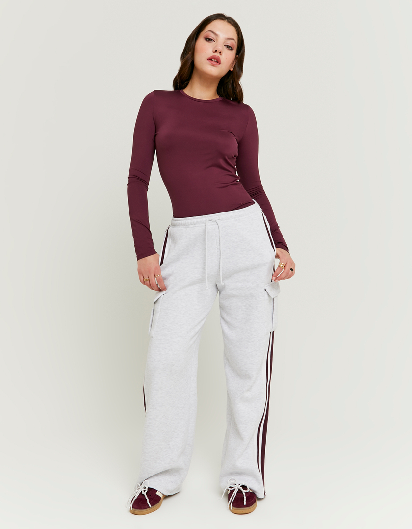 Grey Wide Leg Cargo Joggers