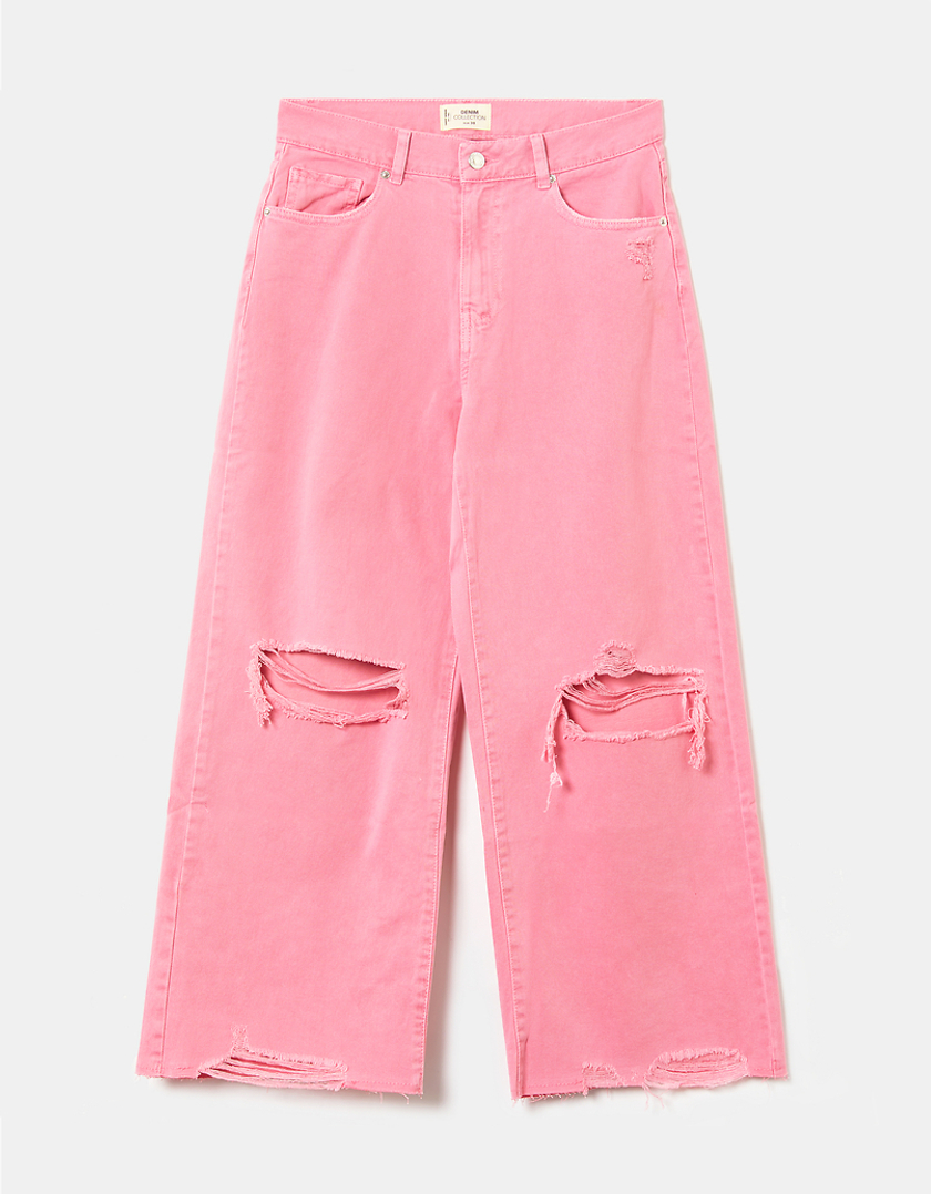 TALLY WEiJL, Pink High Waist Culotte Jeans for Women