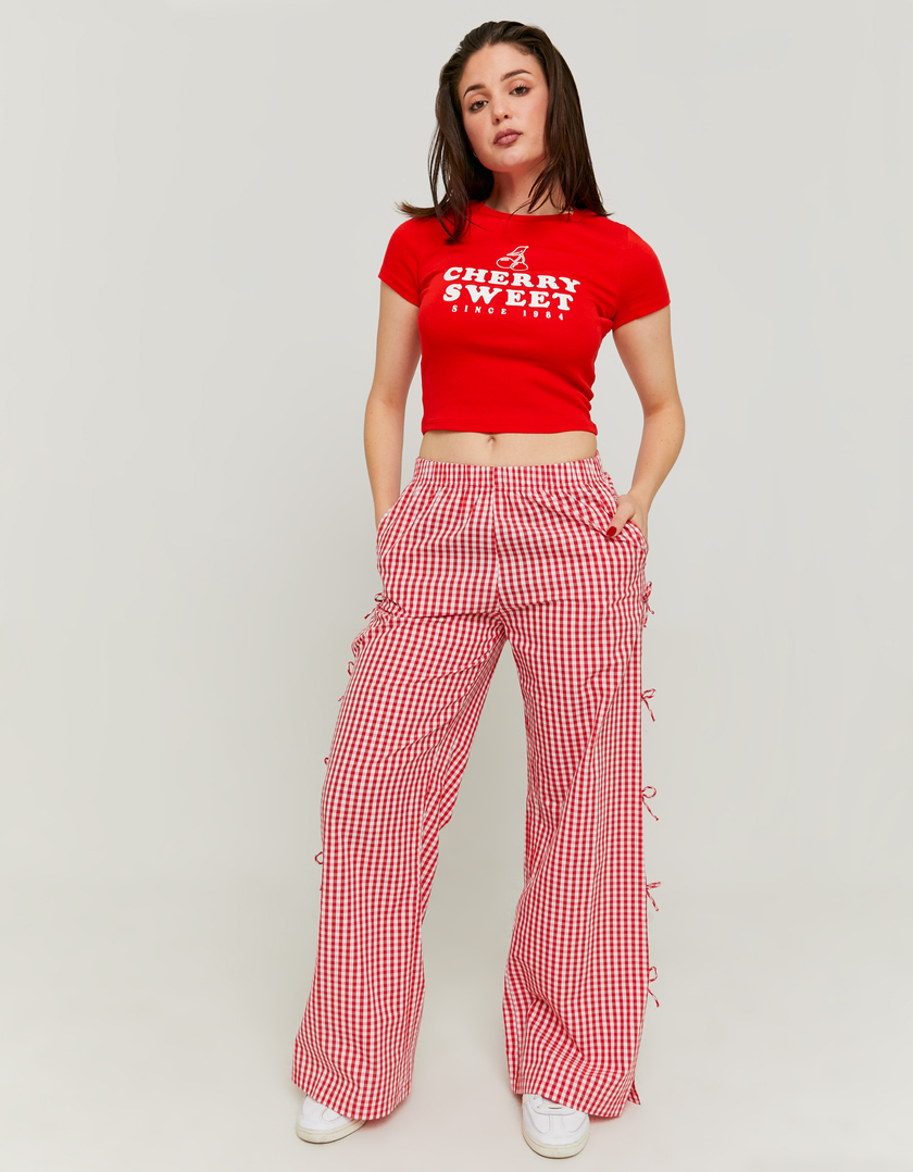 Pantaloni Pigiama a Quadretti Vichy con Fiocchi