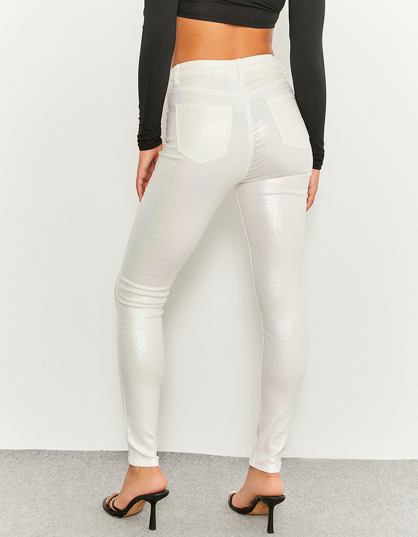 TALLY WEiJL, White High Waist Skinny Coated Trousers for Women