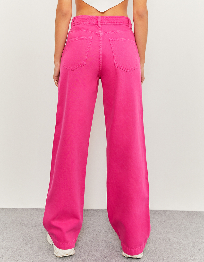TALLY WEiJL, Różowe szerokie jeansy Utility z wysokim stanem for Women