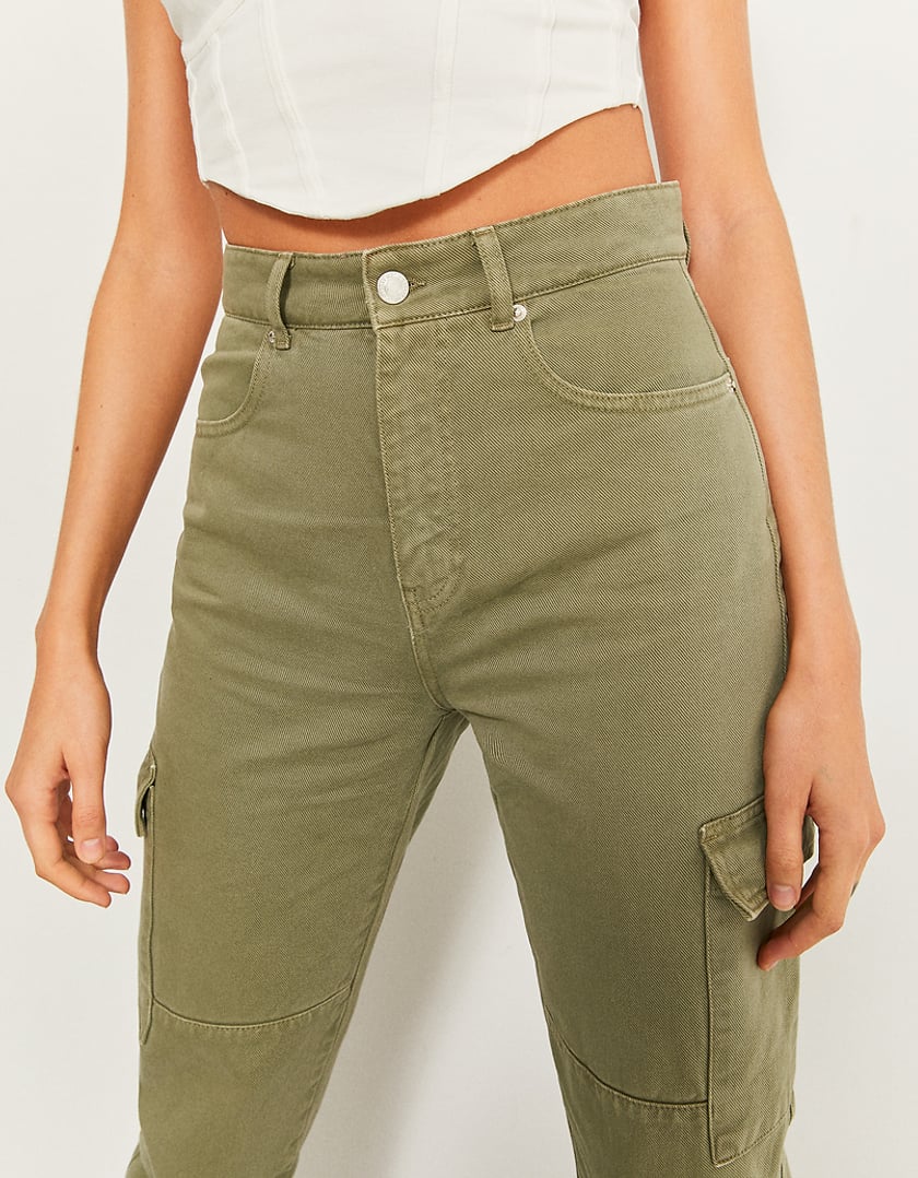 TALLY WEiJL, Jeans Taille Haute Cargo Vert for Women