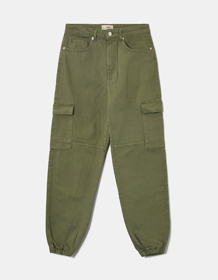 TALLY WEiJL, Green High Waist Cargo Jeans for Women