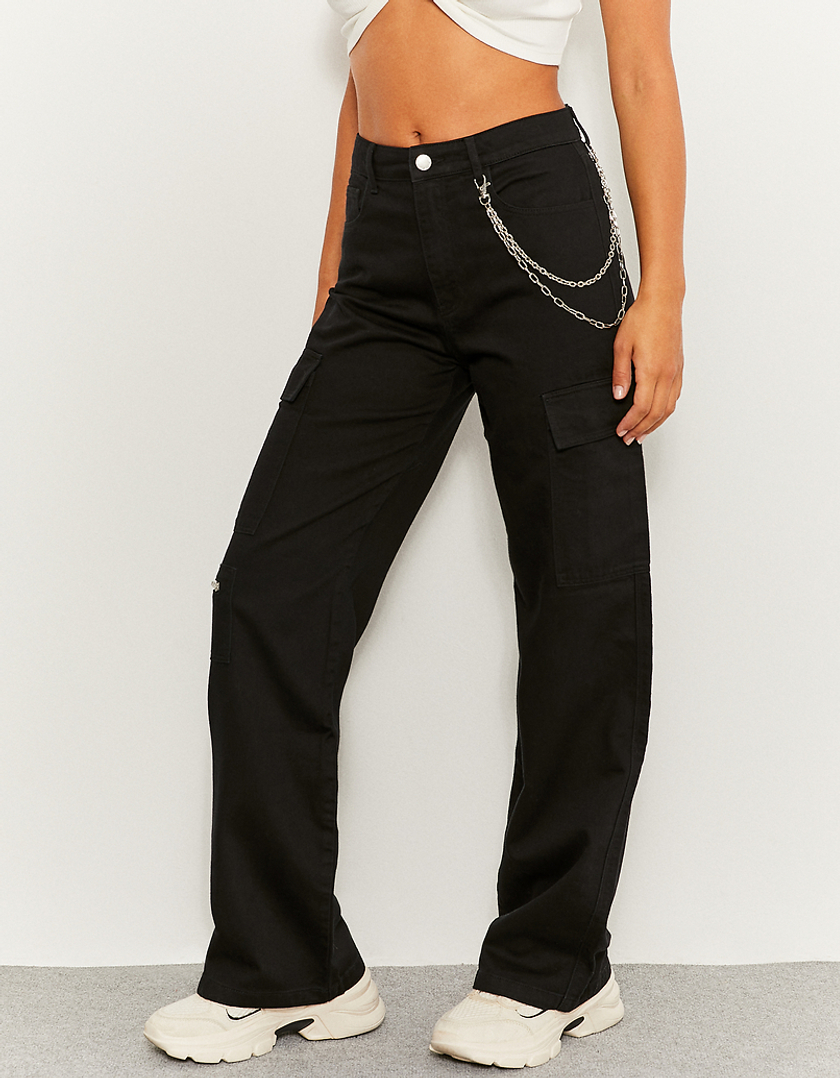 TALLY WEiJL, Pantalon Taille Haute Cargo Noir  for Women