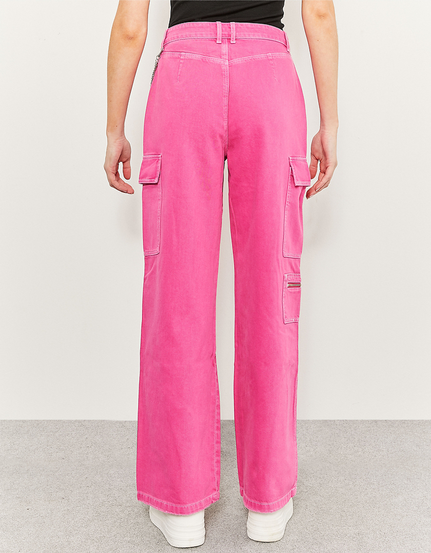 TALLY WEiJL, Pink High Waist Cargo Trousers With Chain for Women