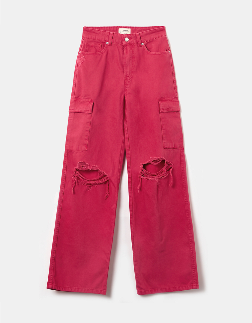 TALLY WEiJL, Red High Waist Cargo Trousers for Women