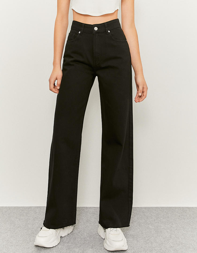 TALLY WEiJL, Pantalon Noir Taille Haute Jambe Large for Women