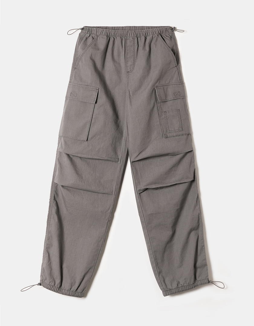 TALLY WEiJL, Grey High Waist Cargo Parachute Trousers for Women