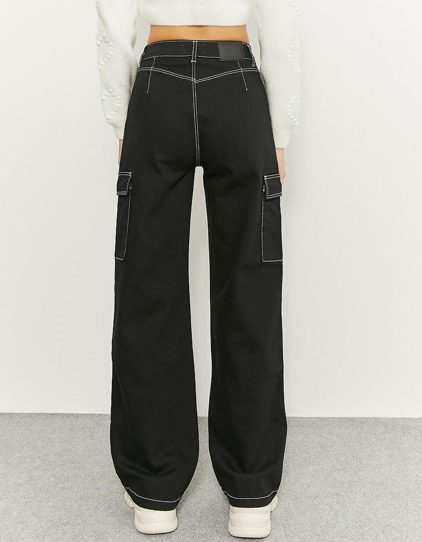 TALLY WEiJL, Pantalon Taille Haute Cargo Noir for Women